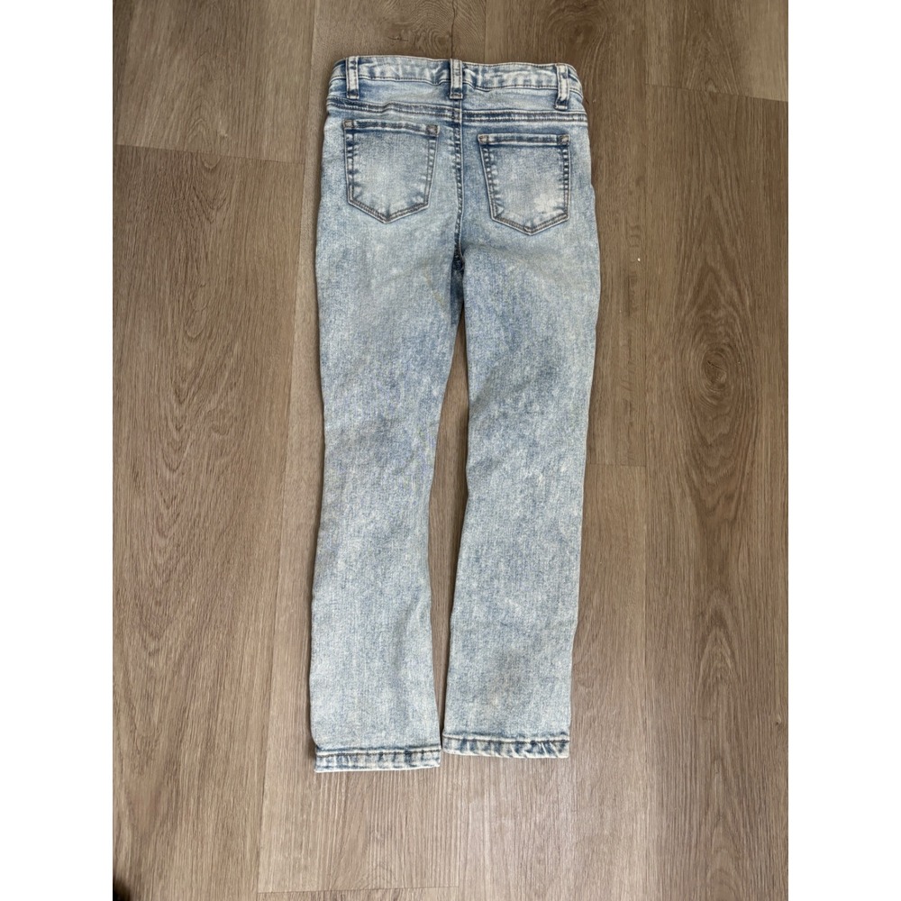 Hippie Girl Floral Acid Wash Distressed Straight Leg Jeans Light Blue Size 5 - Picture 6 of 8